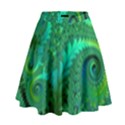 Green Floral Fern Swirls and Spirals High Waist Skirt View1