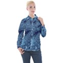 Blue Floral Fern Swirls And Spirals  Women s Long Sleeve Pocket Shirt View1