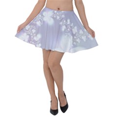 Pale Violet And White Floral Pattern Velvet Skater Skirt by SpinnyChairDesigns