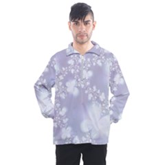 Pale Violet And White Floral Pattern Men s Half Zip Pullover by SpinnyChairDesigns