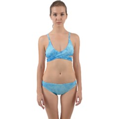 Abstract Sky Blue Texture Wrap Around Bikini Set by SpinnyChairDesigns