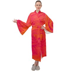 Pink And Orange Swirl Maxi Velour Kimono by SpinnyChairDesigns
