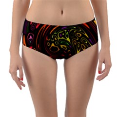 Abstract Tribal Swirl Reversible Mid-waist Bikini Bottoms by SpinnyChairDesigns