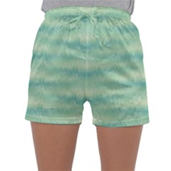 Light Green Turquoise Ikat Pattern Sleepwear Shorts by SpinnyChairDesigns