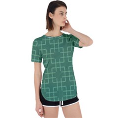 Dark Mint Green Geometric Perpetual Short Sleeve T-shirt by SpinnyChairDesigns