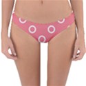 Coral Pink and White Circles Polka Dots Reversible Hipster Bikini Bottoms View1