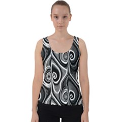Abstract Black And White Swirls Spirals Velvet Tank Top by SpinnyChairDesigns