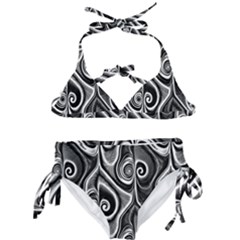 Abstract Black And White Swirls Spirals Kids  Classic Bikini Set by SpinnyChairDesigns