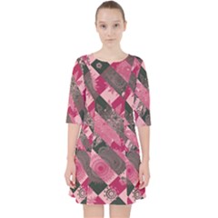 Abstract Pink Grey Stripes Pocket Dress by SpinnyChairDesigns