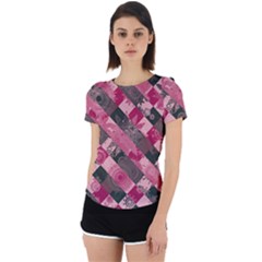 Abstract Pink Grey Stripes Back Cut Out Sport Tee by SpinnyChairDesigns
