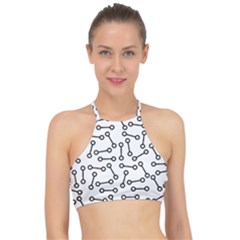 Abstract Black And White Minimalist Racer Front Bikini Top by SpinnyChairDesigns