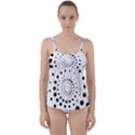 Abstract Black and White Polka Dots Twist Front Tankini Set View1