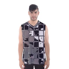 Black And White Checkered Grunge Pattern Men s Basketball Tank Top by SpinnyChairDesigns