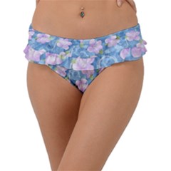Watercolor Violets Frill Bikini Bottom by SpinnyChairDesigns