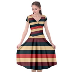 Seventies Stripes Cap Sleeve Wrap Front Dress