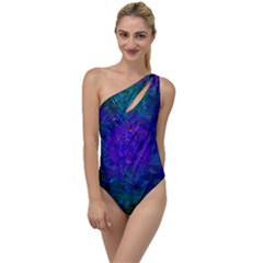 Indigo Abstract Art To One Side Swimsuit by SpinnyChairDesigns