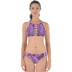 Amethyst Violet Abstract Marble Art Perfectly Cut Out Bikini Set by SpinnyChairDesigns