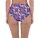 Amethyst and Pink Checkered Stripes Reversible High-Waist Bikini Bottoms View2