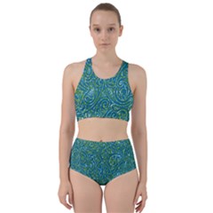 Abstract Blue Green Jungle Paisley Racer Back Bikini Set by SpinnyChairDesigns