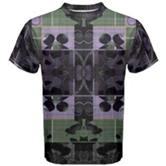 Chive Purple Black Abstract Art Pattern Men s Cotton Tee by SpinnyChairDesigns