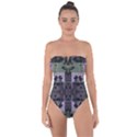 Chive Purple Black Abstract Art Pattern Tie Back One Piece Swimsuit View1