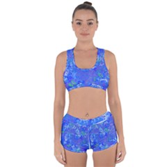 Bright Blue Paint Splatters Racerback Boyleg Bikini Set by SpinnyChairDesigns