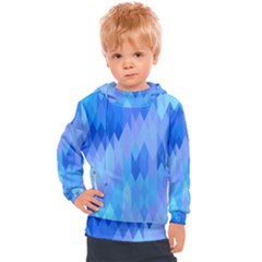 Aqua Blue Diamond Pattern Kids  Hooded Pullover by SpinnyChairDesigns
