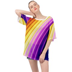 Sporty Stripes Swoosh Purple Gold Red Oversized Chiffon Top by SpinnyChairDesigns