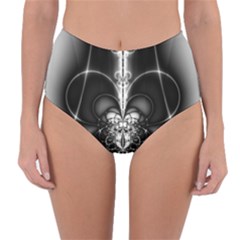 Abstract Black And White Art Reversible High-waist Bikini Bottoms by SpinnyChairDesigns
