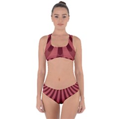 Vermilion Stripes Criss Cross Bikini Set by SpinnyChairDesigns