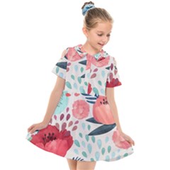 Floral  Kids  Short Sleeve Shirt Dress by Sobalvarro
