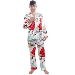 Floral Pattern  Men s Long Sleeve Satin Pyjamas Set by Sobalvarro