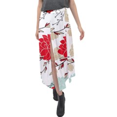 Floral Pattern  Velour Split Maxi Skirt by Sobalvarro