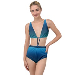 Blue Teal Green Gradient Ombre Colors Tied Up Two Piece Swimsuit by SpinnyChairDesigns