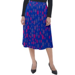 Bisexual Pride Tiny Scattered Flowers Pattern Classic Velour Midi Skirt  by VernenInk