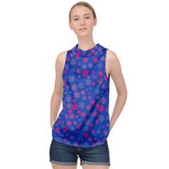 Bisexual Pride Tiny Scattered Flowers Pattern High Neck Satin Top by VernenInk