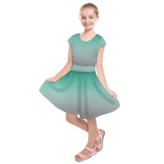 Teal Green And Grey Gradient Ombre Color Kids  Short Sleeve Dress by SpinnyChairDesigns