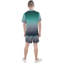 Teal Green and Grey Gradient Ombre Color Men s Mesh Tee and Shorts Set View2