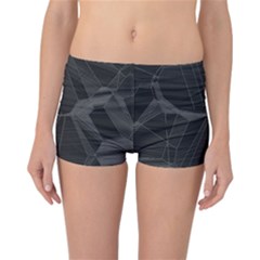 Black Tourmaline Stone Geometric Pattern Reversible Boyleg Bikini Bottoms by SpinnyChairDesigns
