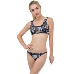 Abstract Black And White Stripes Checkered Pattern The Little Details Bikini Set by SpinnyChairDesigns