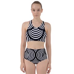 Abstract Black And White Shell Pattern Racer Back Bikini Set by SpinnyChairDesigns