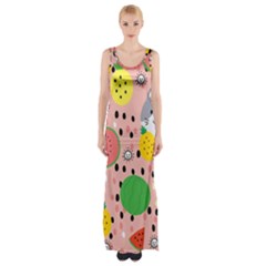 Cats And Fruits  Thigh Split Maxi Dress by Sobalvarro