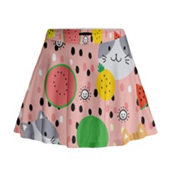 Cats And Fruits  Mini Flare Skirt by Sobalvarro