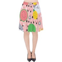 Cats And Fruits  Velvet High Waist Skirt by Sobalvarro
