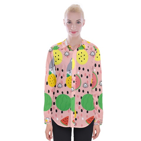 Cats And Fruits  Womens Long Sleeve Shirt by Sobalvarro