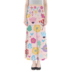 Tekstura-fon-tsvety-berries-flowers-pattern-seamless Full Length Maxi Skirt by Sobalvarro