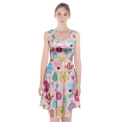 Tekstura-fon-tsvety-berries-flowers-pattern-seamless Racerback Midi Dress by Sobalvarro