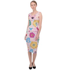 Tekstura-fon-tsvety-berries-flowers-pattern-seamless Sleeveless Pencil Dress by Sobalvarro