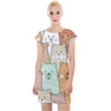 Colorful-baby-bear-cartoon-seamless-pattern Cap Sleeve Bodycon Dress View1
