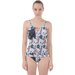 Seamless-cute-cat-pattern-vector Cut Out Top Tankini Set by Sobalvarro